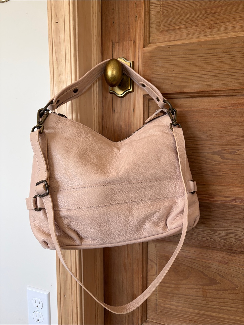 Sundance Pebbled Leather Shoulder Bag in Blush